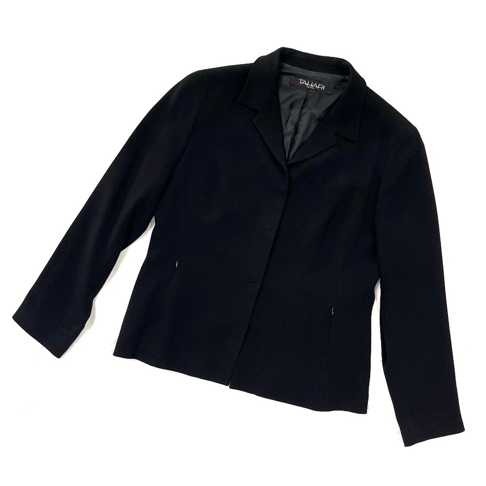 Tahari Women's Jacket with Hidden Button Closure, Zipper Pockets, 10 Petite